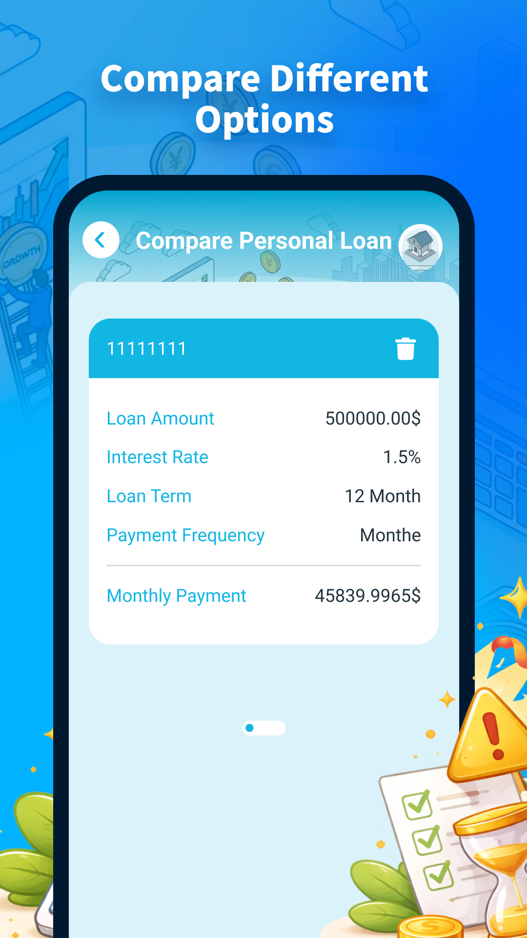 Fixed deposit and recurring deposit estimation screens
