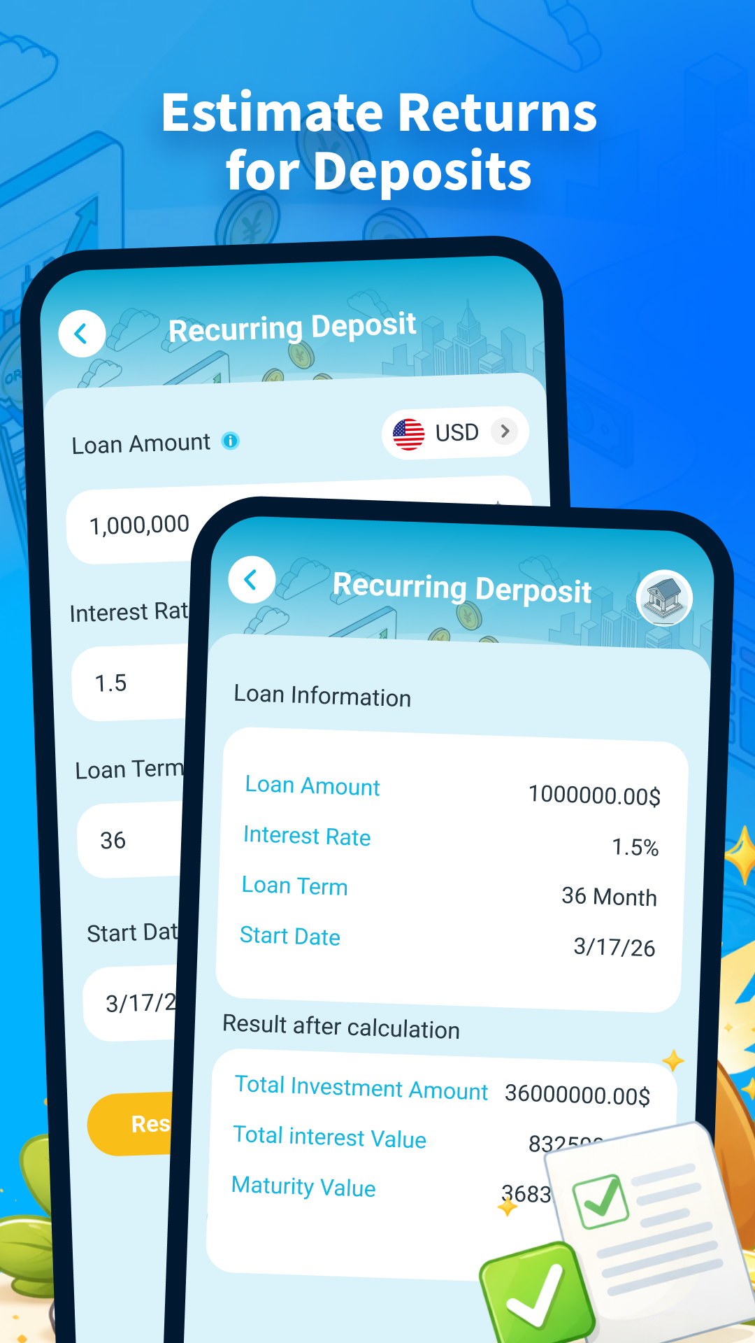 Loan Calculation Plus app screen